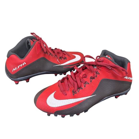 Nike 12.5 Men Red Black Alpha Pro 2 TD Bred Cleat Football Sport Field Grass - Picture 3 of 15